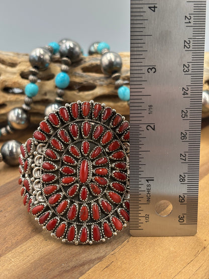 Coral #96-14 Cuff by Justina Wilson, Navajo