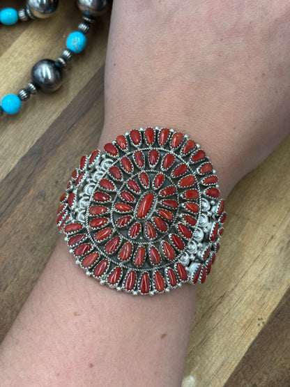 Coral #96-14 Cuff by Justina Wilson, Navajo