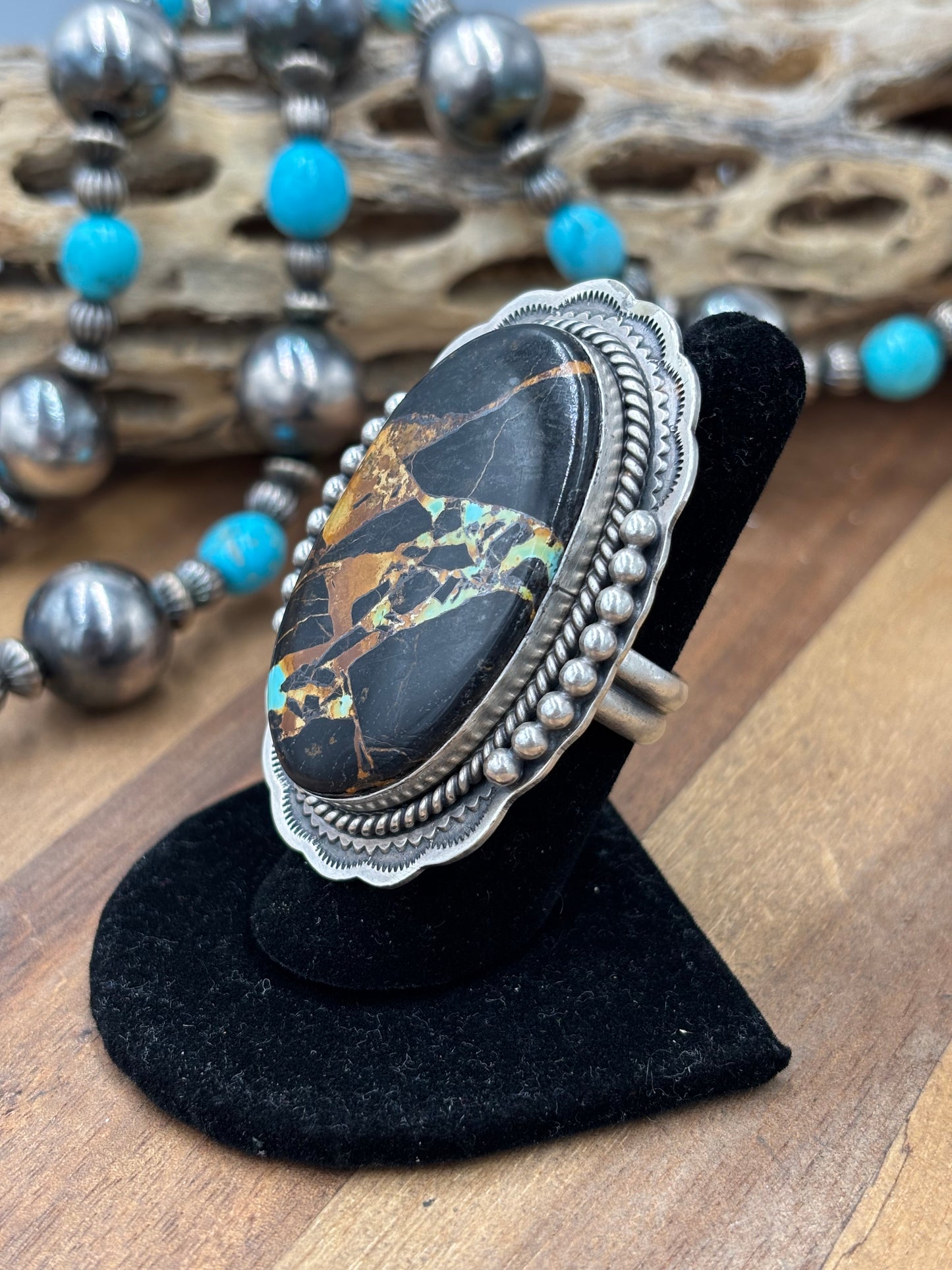 Blackjack #96-5 Adjustable Ring by Gilbert Platero, Navajo