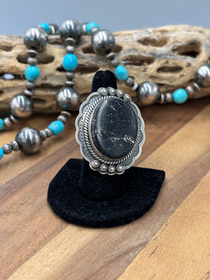 Blackjack #96-4 Adjustable Ring by Gilbert Platero, Navajo