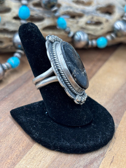 Blackjack #96-4 Adjustable Ring by Gilbert Platero, Navajo