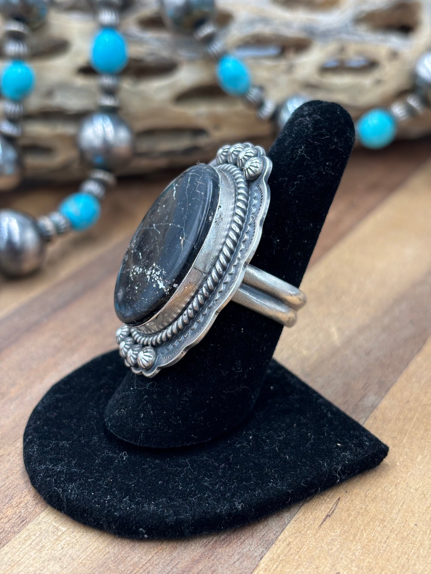 Blackjack #96-4 Adjustable Ring by Gilbert Platero, Navajo