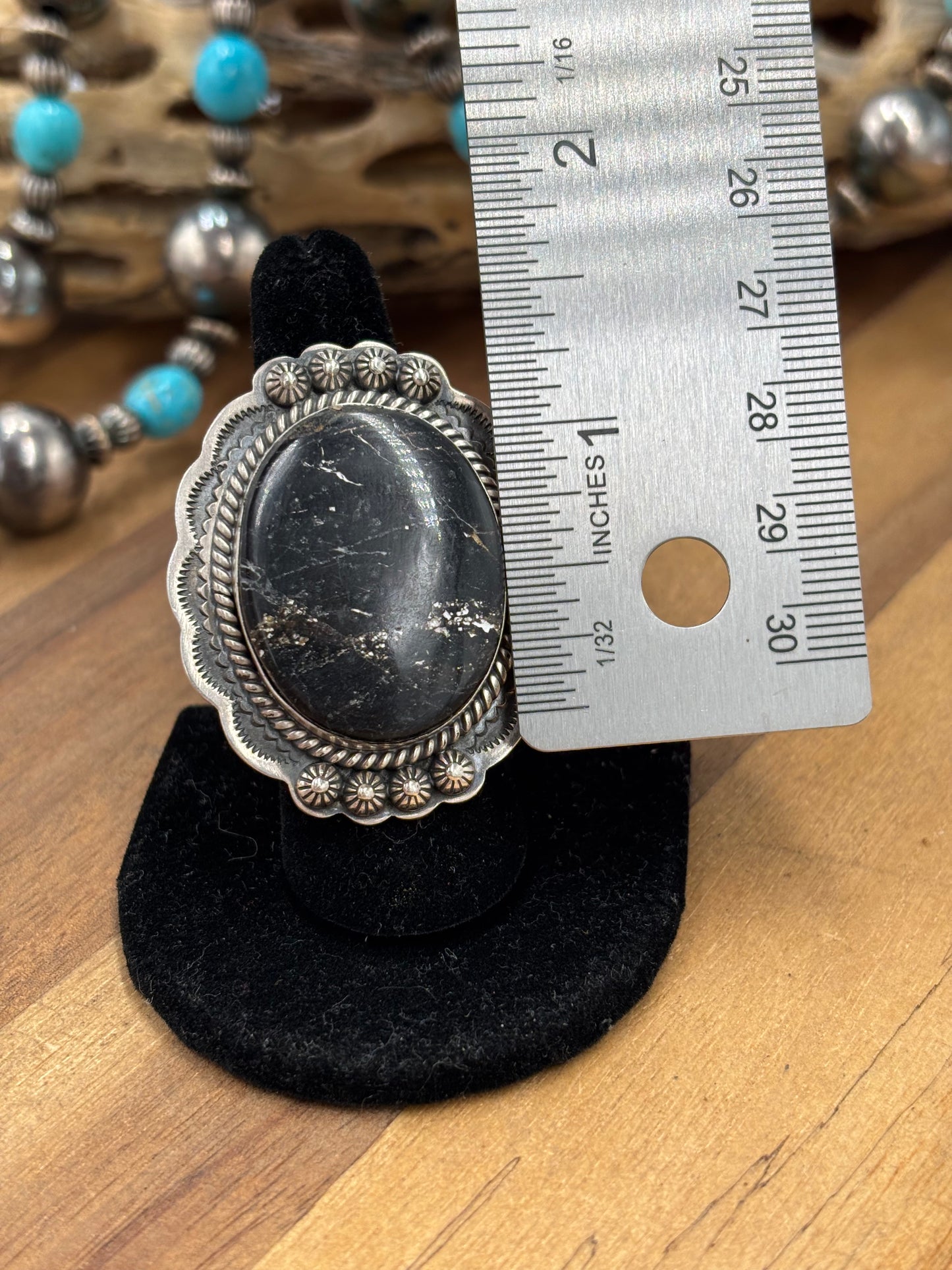 Blackjack #96-4 Adjustable Ring by Gilbert Platero, Navajo