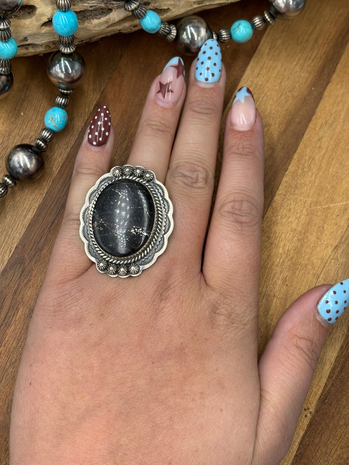 Blackjack #96-4 Adjustable Ring by Gilbert Platero, Navajo