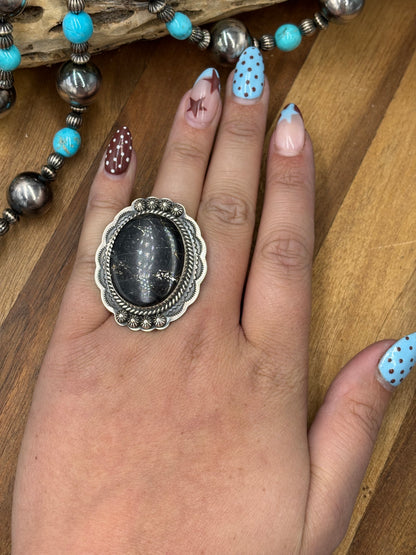 Blackjack #96-4 Adjustable Ring by Gilbert Platero, Navajo
