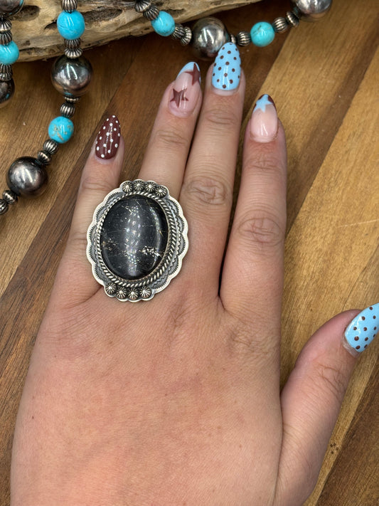 Blackjack #96-4 Adjustable Ring by Gilbert Platero, Navajo
