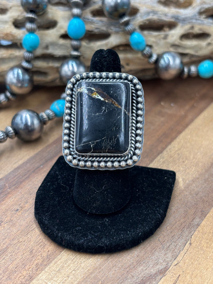 Blackjack #96-3 Adjustable Ring by Gilbert Platero, Navajo