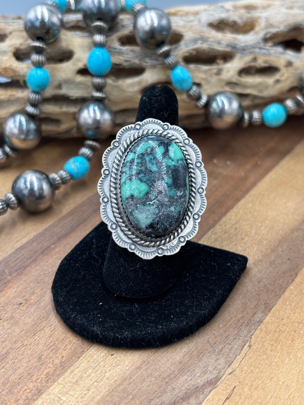 Emerald Valley Varascite #96-1 Adjustable Ring by Jeff Largo, Navajo