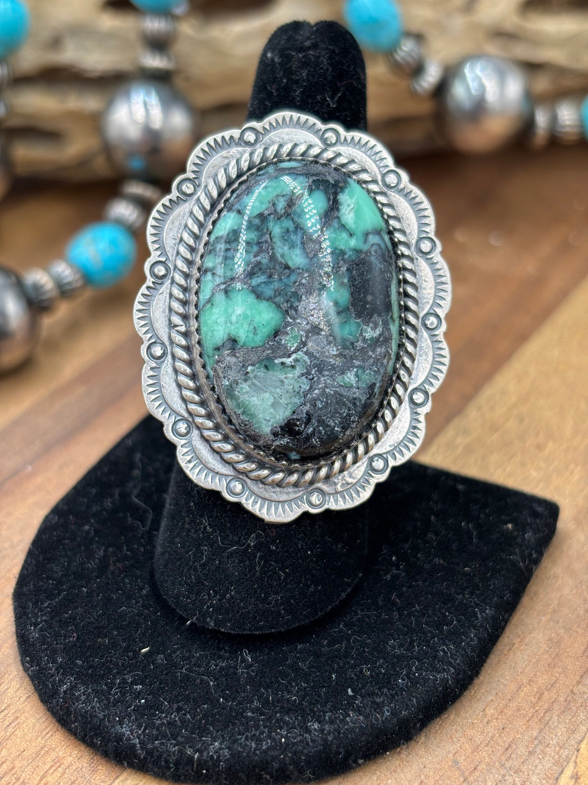 Emerald Valley Varascite #96-1 Adjustable Ring by Jeff Largo, Navajo