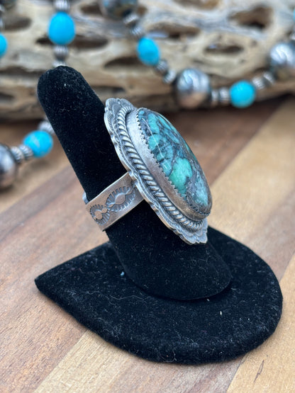 Emerald Valley Varascite #96-1 Adjustable Ring by Jeff Largo, Navajo