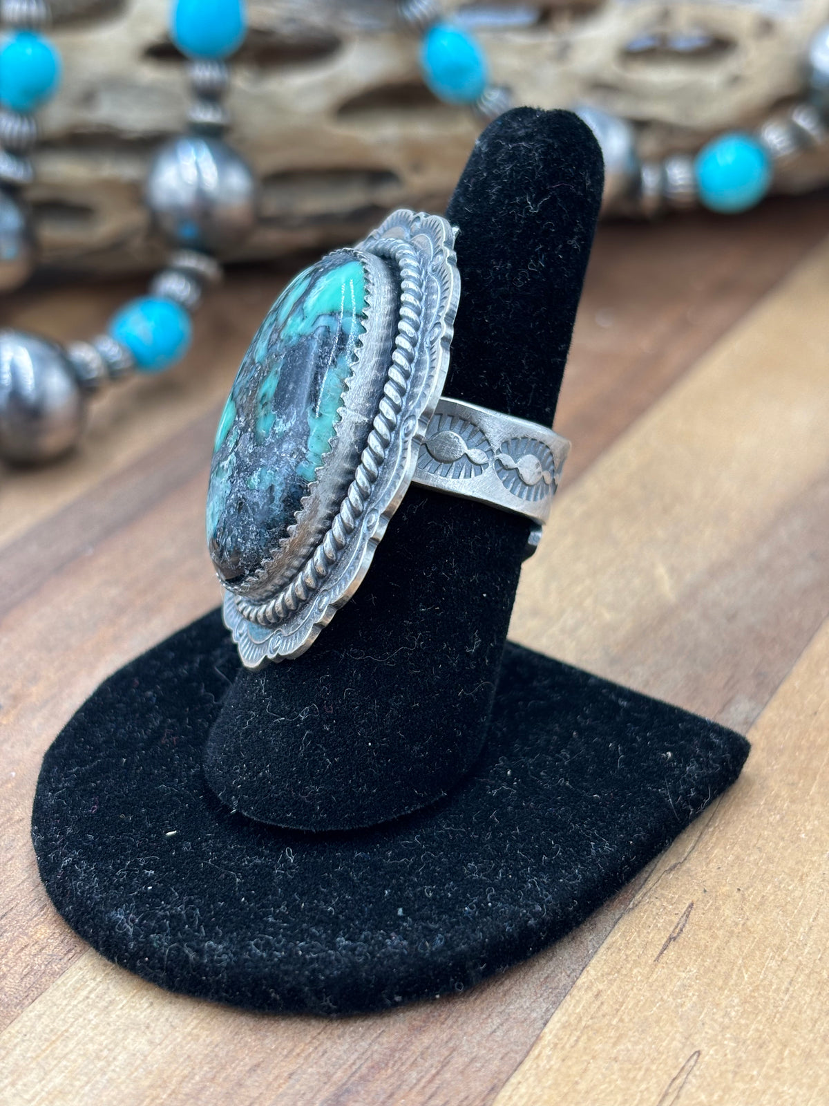 Emerald Valley Varascite #96-1 Adjustable Ring by Jeff Largo, Navajo