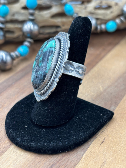 Emerald Valley Varascite #96-1 Adjustable Ring by Jeff Largo, Navajo