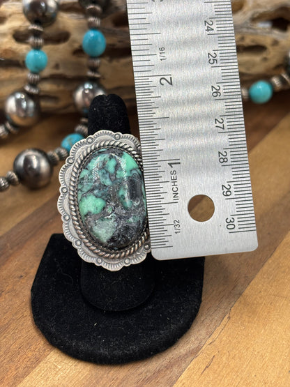 Emerald Valley Varascite #96-1 Adjustable Ring by Jeff Largo, Navajo
