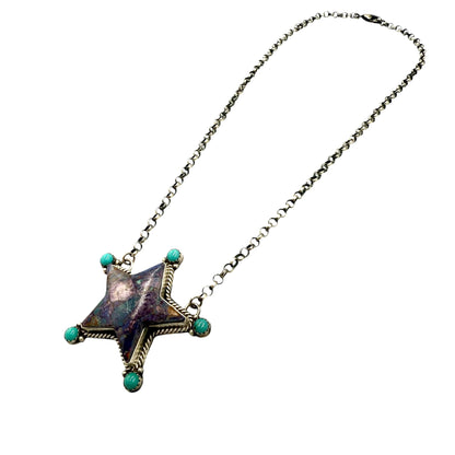18" Purple Dahlia Star Necklace by P Yazzie