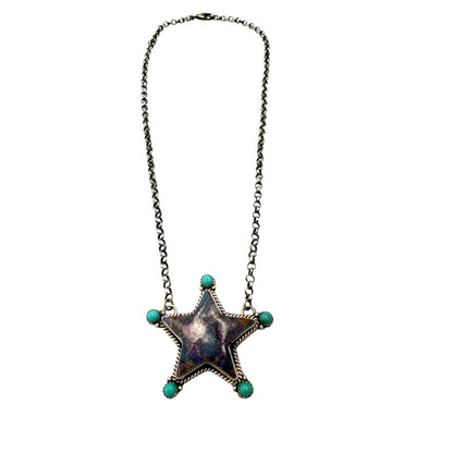 18" Purple Dahlia Star Necklace by P Yazzie