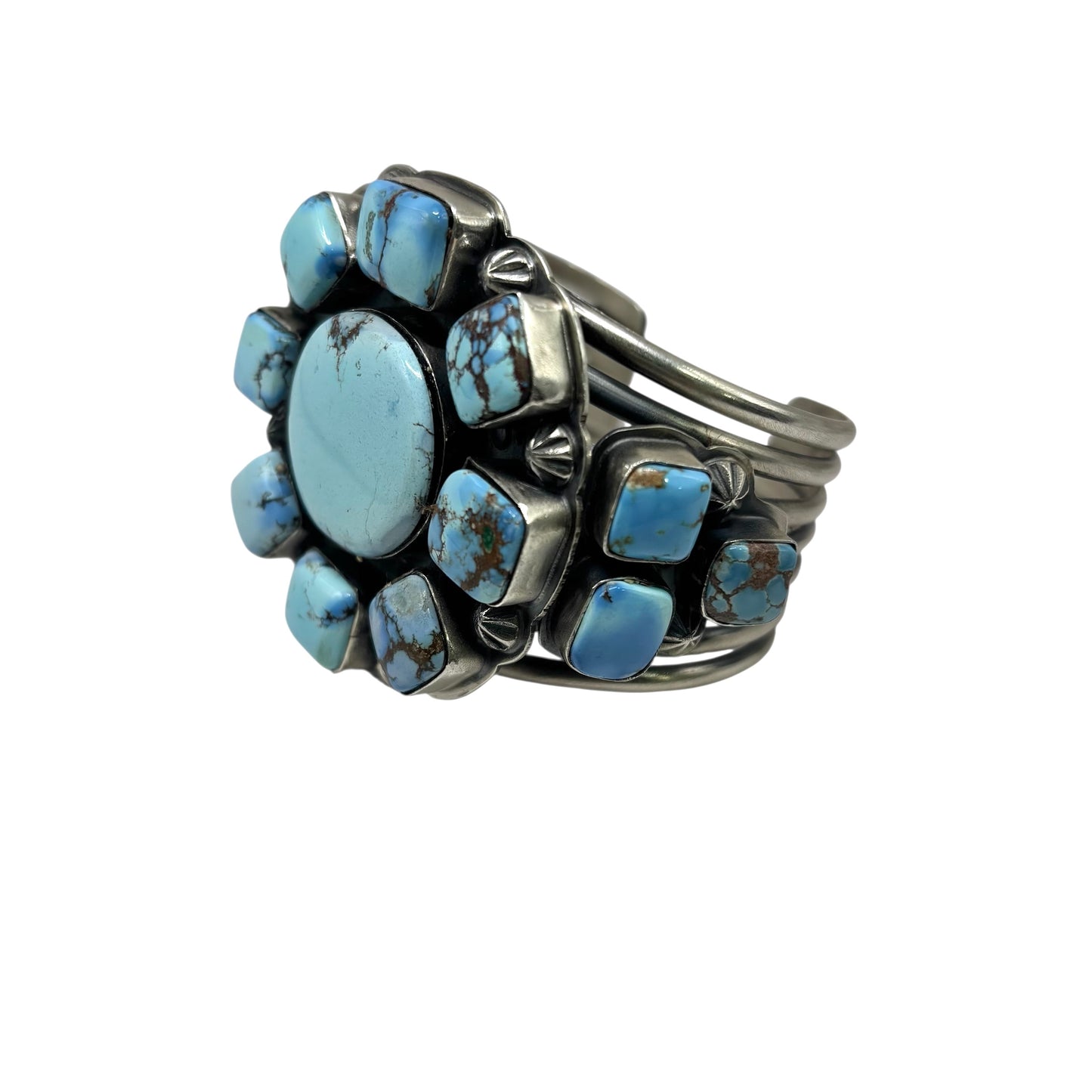 Golden Hills Turquoise Cluster Cuff by Gabriel Jurado, Mexican