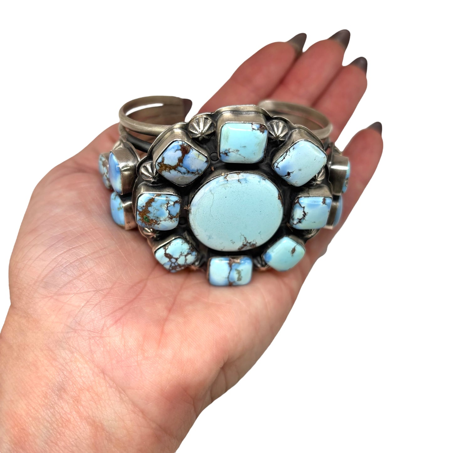 Golden Hills Turquoise Cluster Cuff by Gabriel Jurado, Mexican
