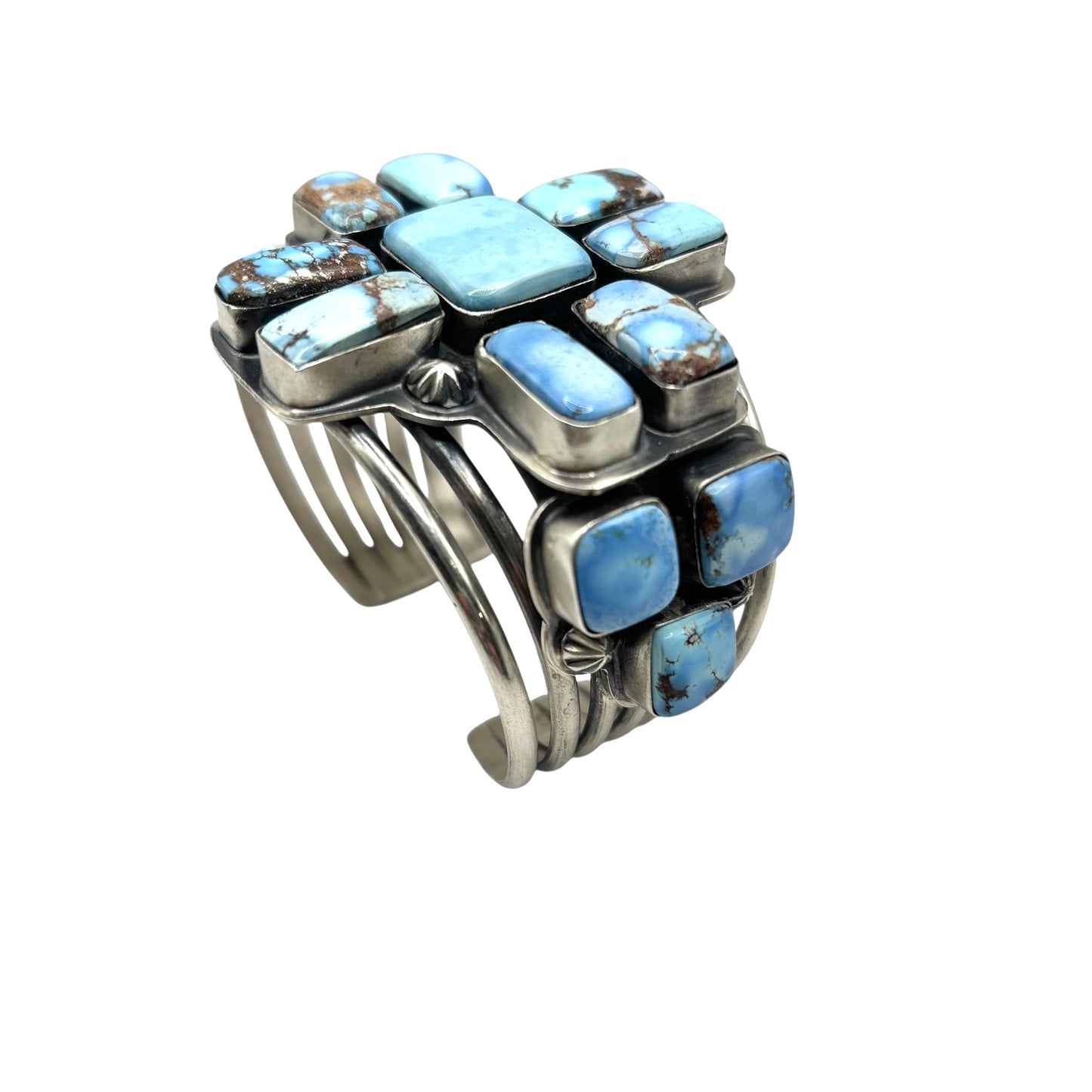 Golden Hills Turquoise Cross Cluster Cuff by Gabriel Jurado, Mexican