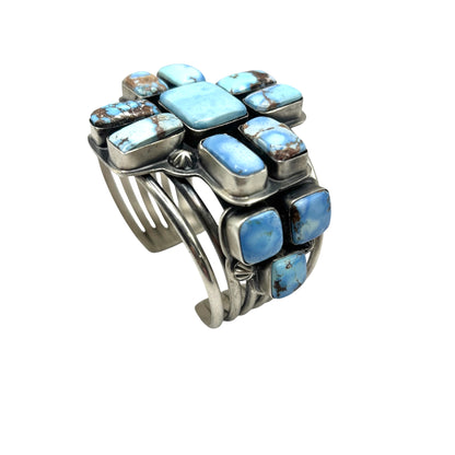 Golden Hills Turquoise Cross Cluster Cuff by Gabriel Jurado, Mexican