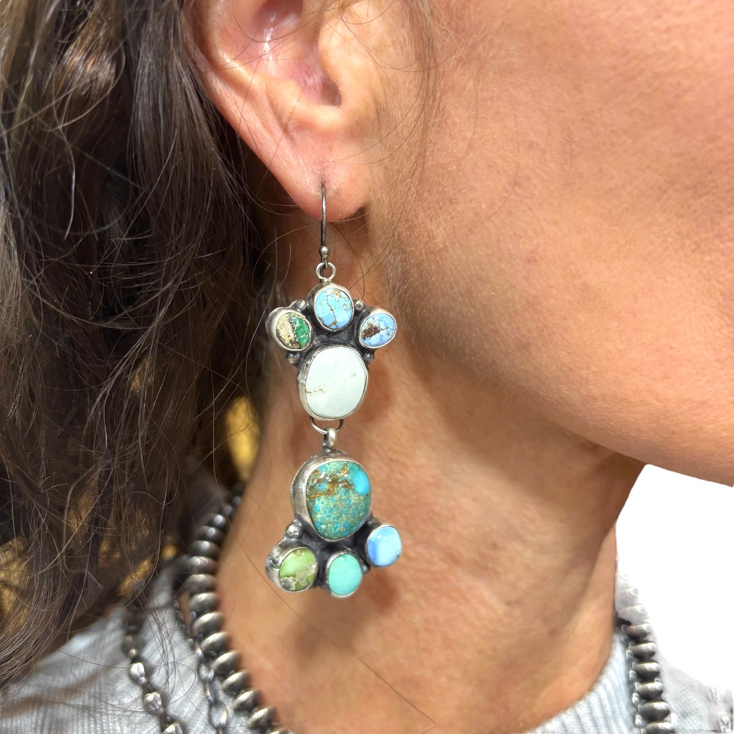 Drop Earrings Mixed Mines by Ella Peters, Navajo