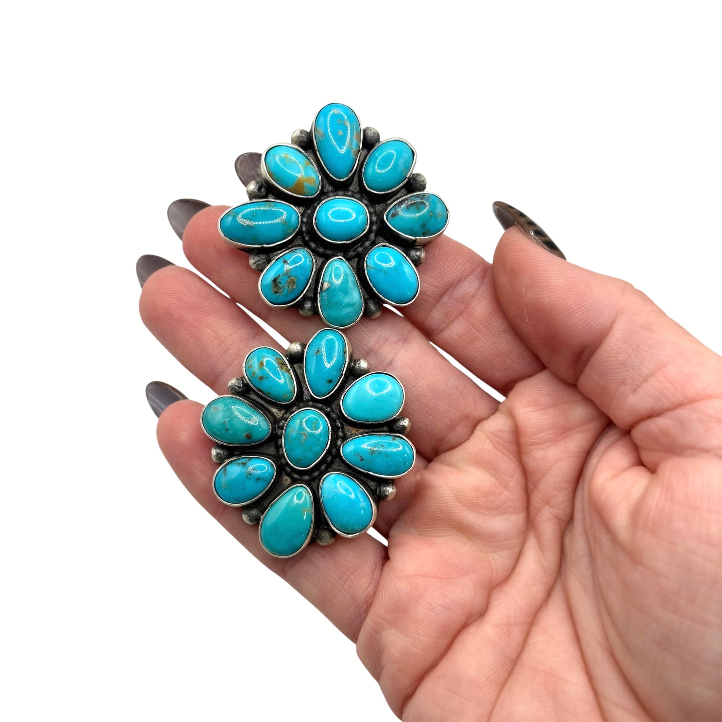 Cluster Earrings Kingman Turquoise by Sheila Tso, Navajo