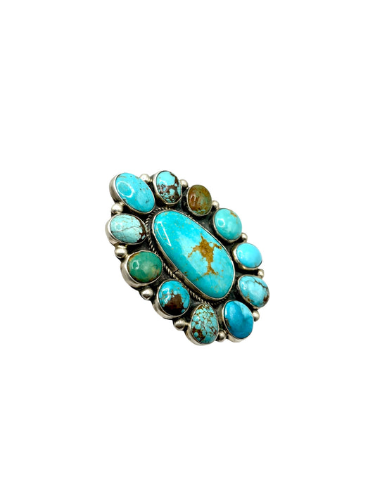 Mixed Stone Oval Cluster Ring Adjustable By Gerildine James, Navajo