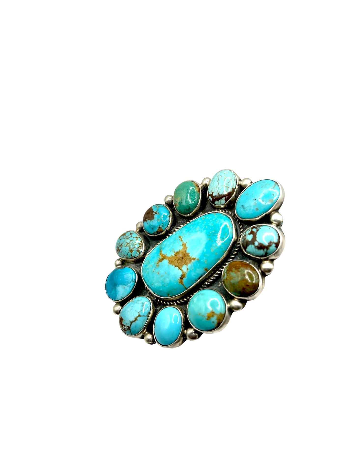 Mixed Stone Oval Cluster Ring Adjustable By Gerildine James, Navajo