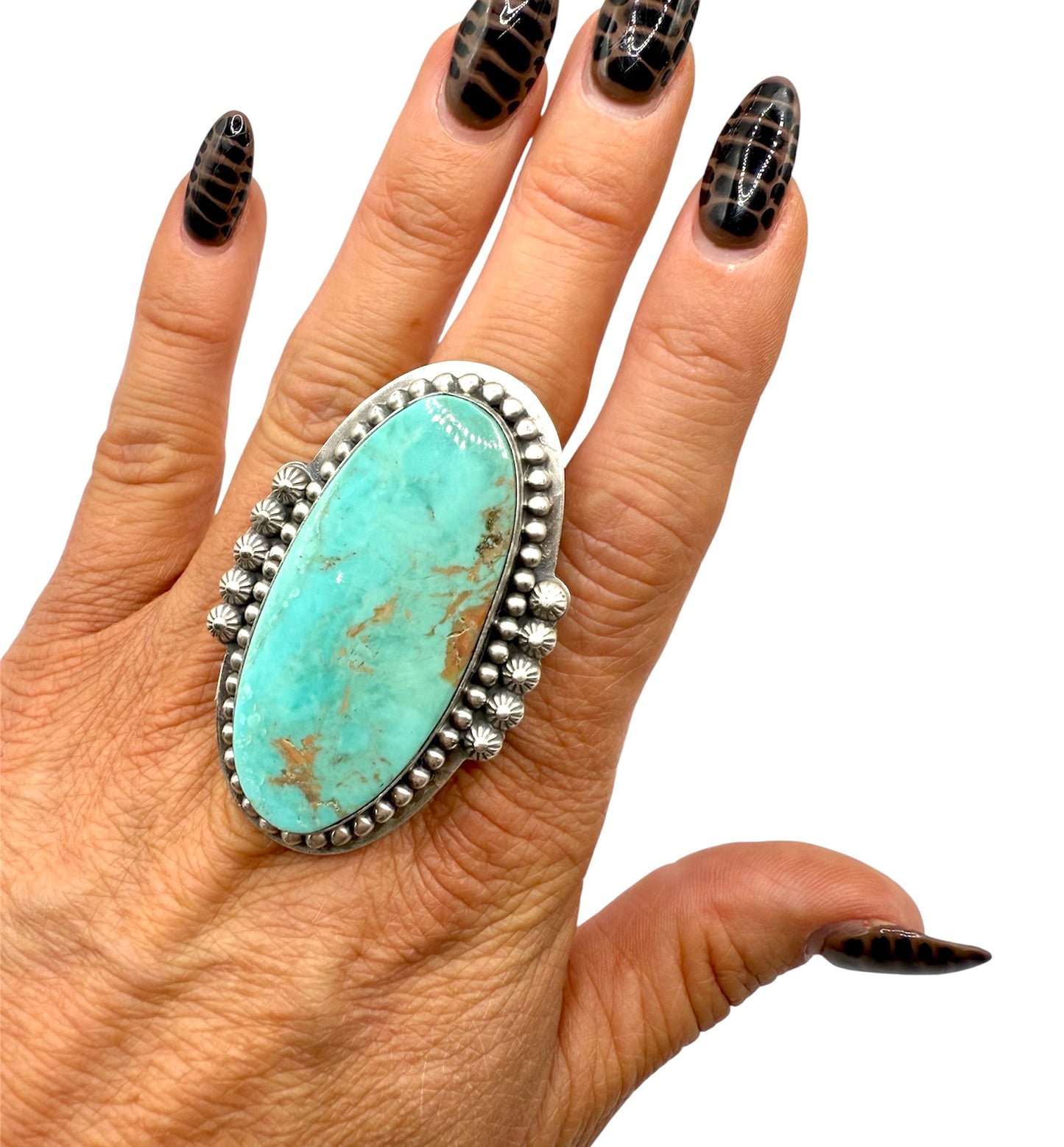 Kingman Stone Oval Ring Adjustable, Handmade in New Mexico