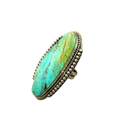 Kingman Stone Slim Oval Ring Adjustable, Handmade in New Mexico
