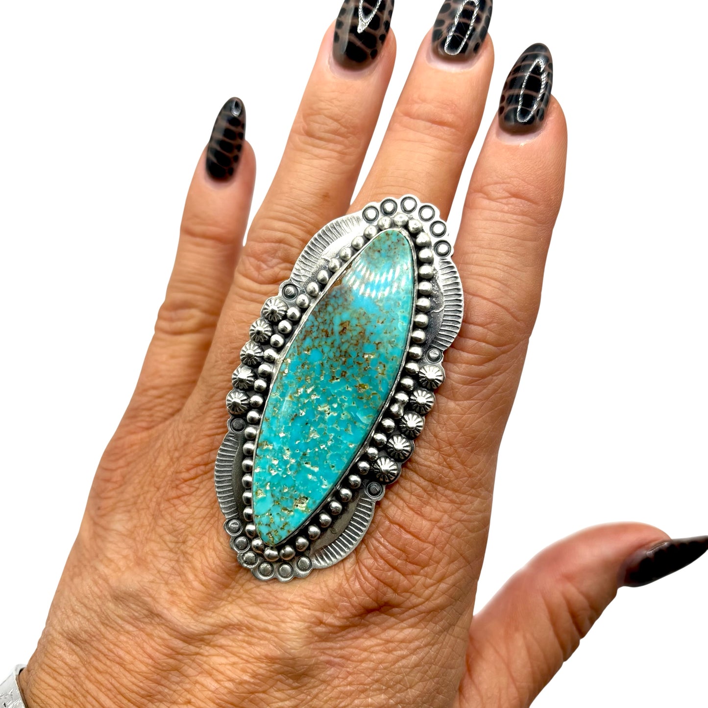 Kingman Stone Oval Ring Adjustable, Handmade in New Mexico