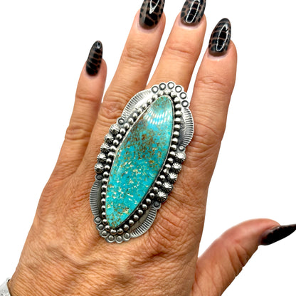 Kingman Stone Oval Ring Adjustable, Handmade in New Mexico