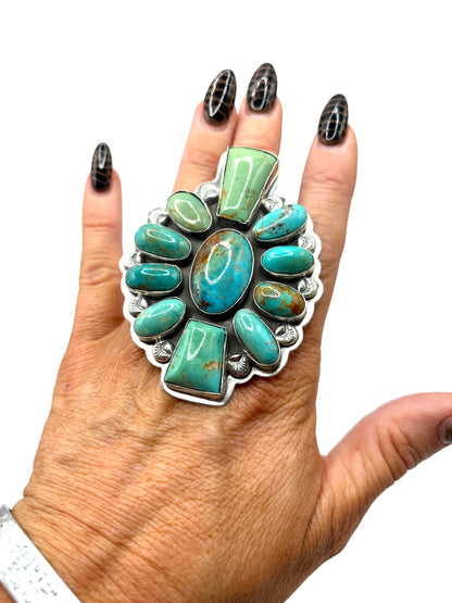 Mixed Stone Cluster Ring Adjustable by Gabriel Jurado, Mexican