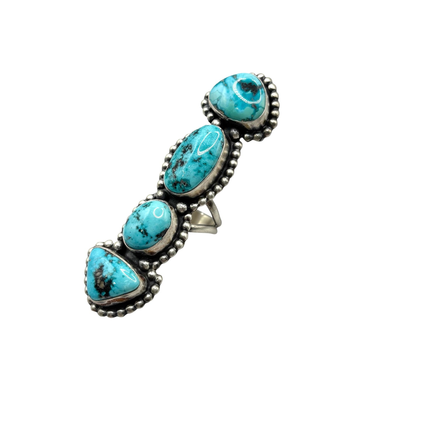 Kingman 4 Stone Bar Ring Size 7 By Ella Peters, Navajo