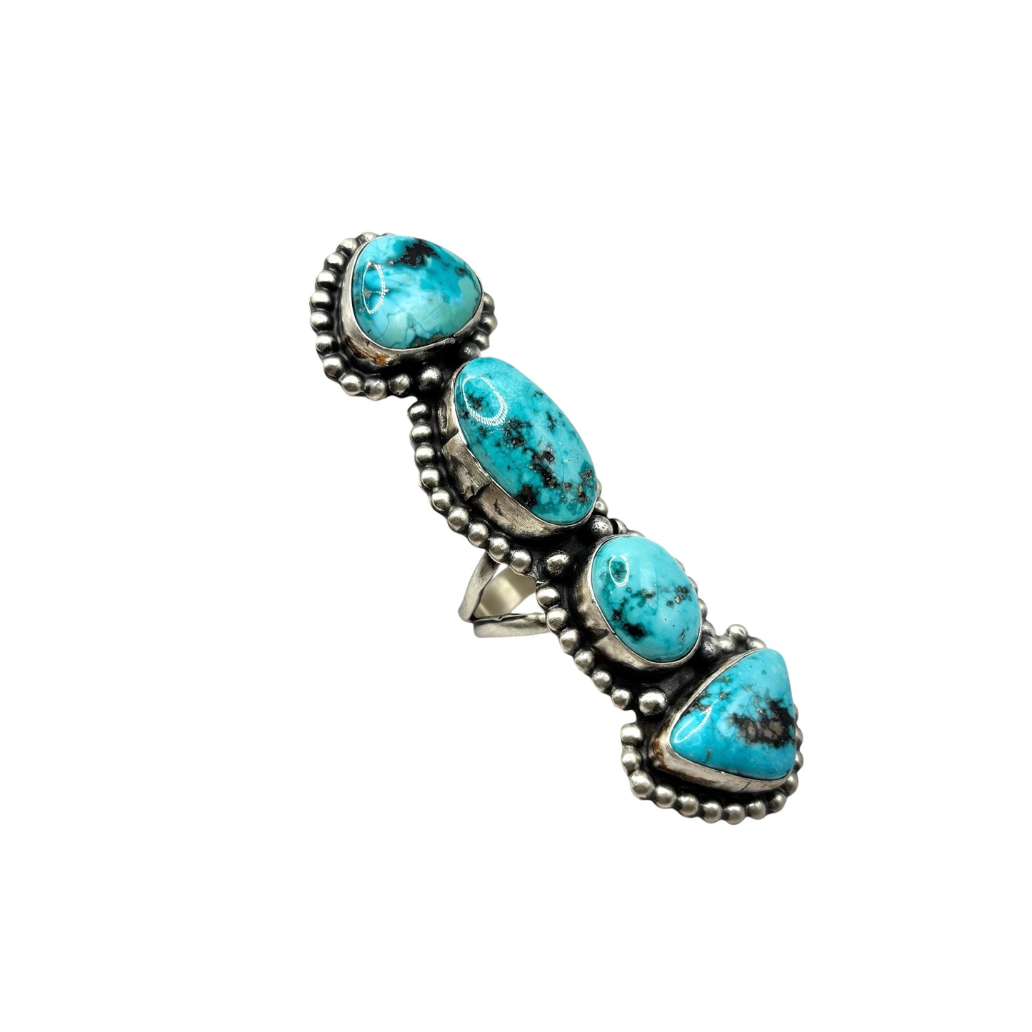 Kingman 4 Stone Bar Ring Size 7 By Ella Peters, Navajo