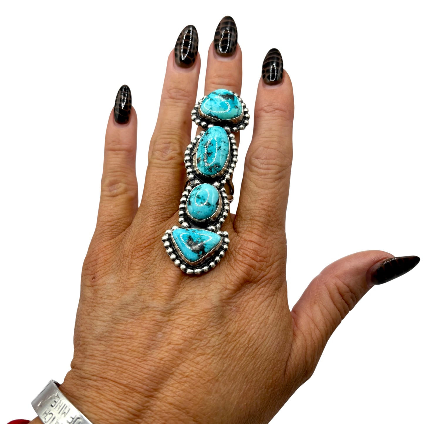Kingman 4 Stone Bar Ring Size 7 By Ella Peters, Navajo