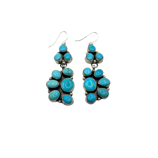 Prince 1/2 Cluster Dangle Earrings By Ella Peters, Navajo