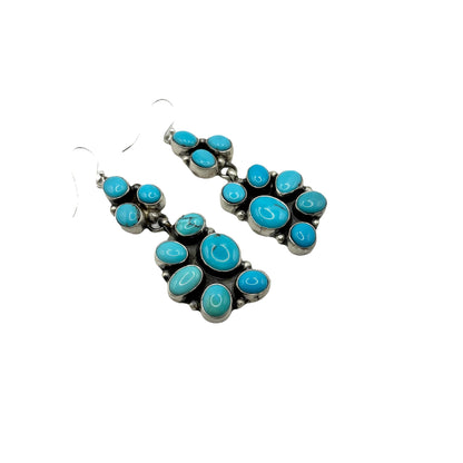 Prince 1/2 Cluster Dangle Earrings By Ella Peters, Navajo