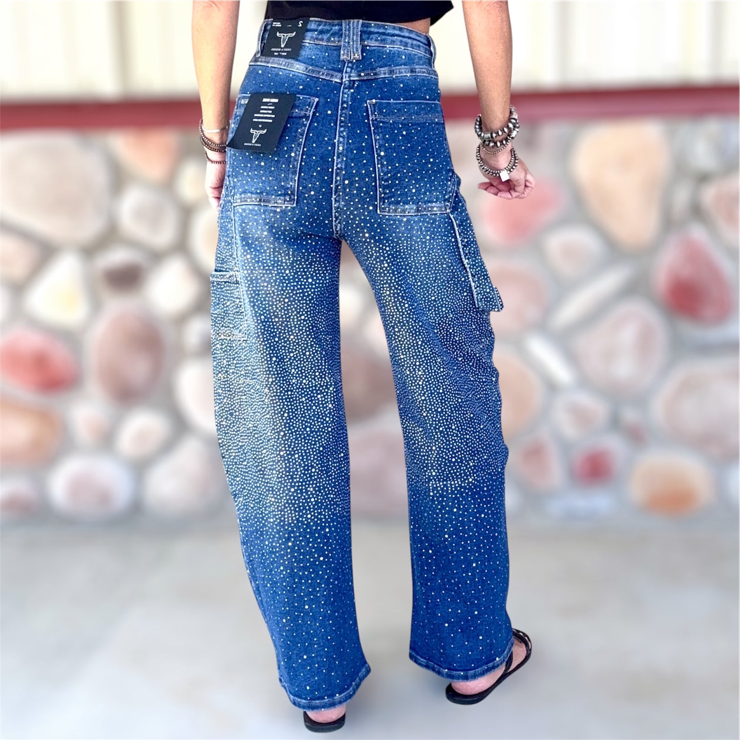 Crystal Cargo Barrel Jeans