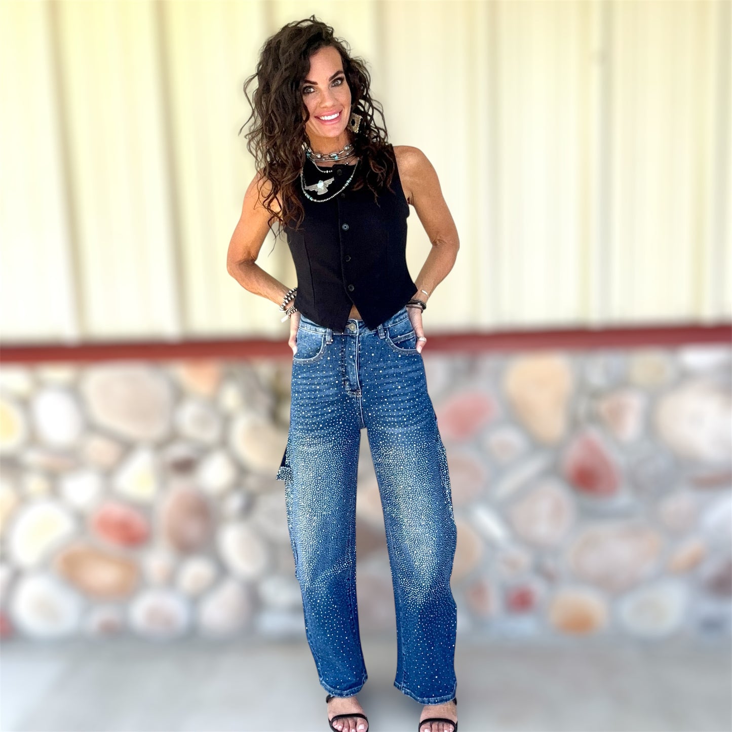 Crystal Cargo Barrel Jeans