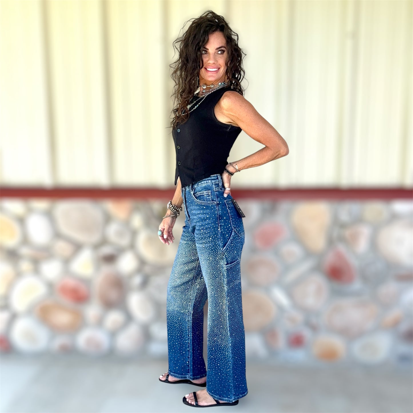 Crystal Cargo Barrel Jeans