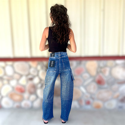 Crystal Cargo Barrel Jeans