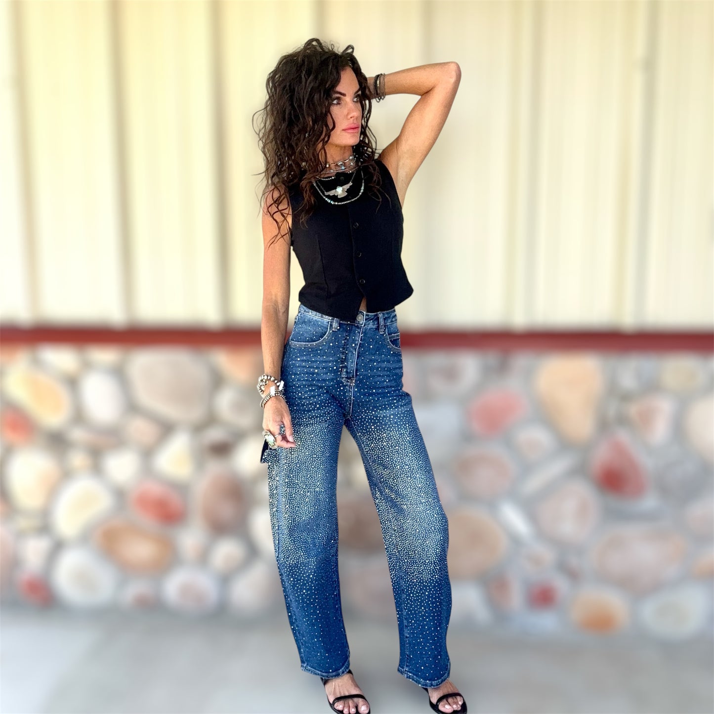 Crystal Cargo Barrel Jeans