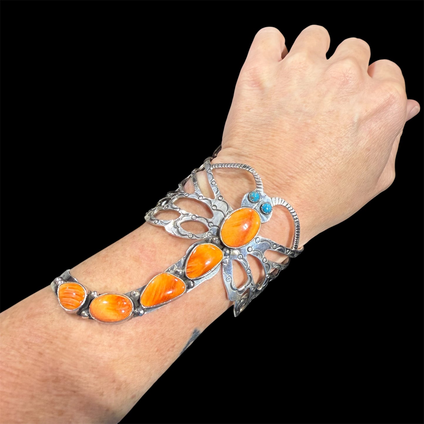 Orange Spiny Dragonfly Cuff by Russell Sam