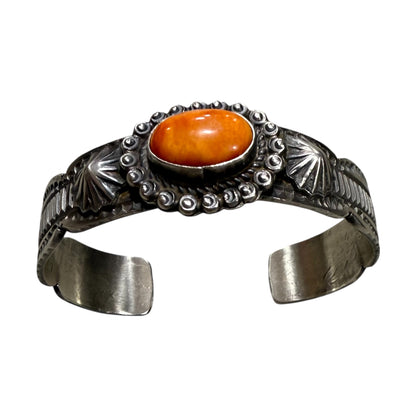 Orange Spiny Cuff by Tilli John, Navajo