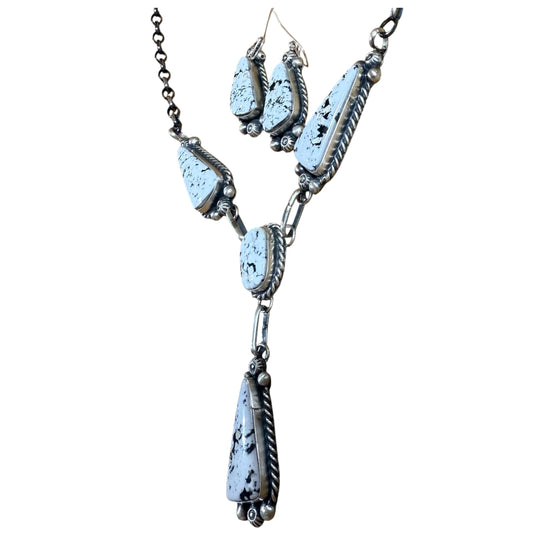 White Buffalo Necklace and Earrings Set