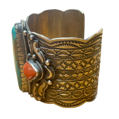 Turquoise & Red Coral Cuff by Tillie Jon