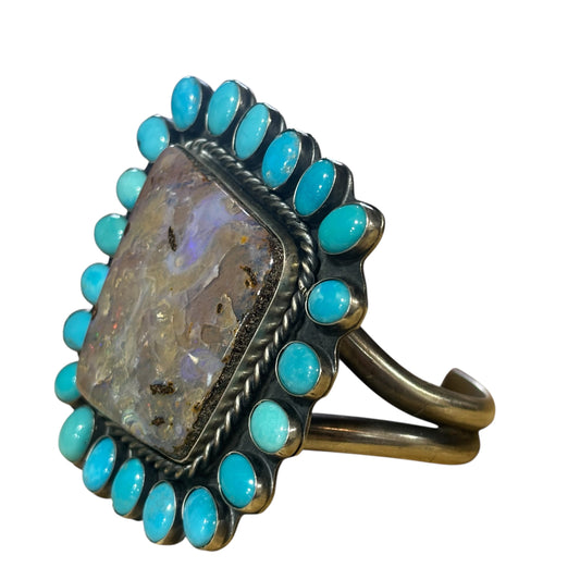 Boulder Opal & Turquoise Statement Cuff