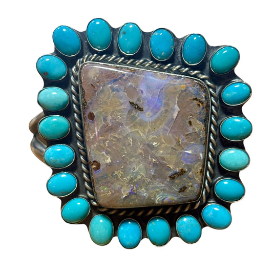 Boulder Opal & Turquoise Statement Cuff