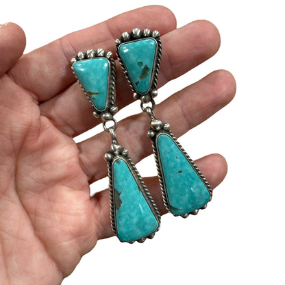 Turquoise Post Dangle Earrings by Elouise Kee