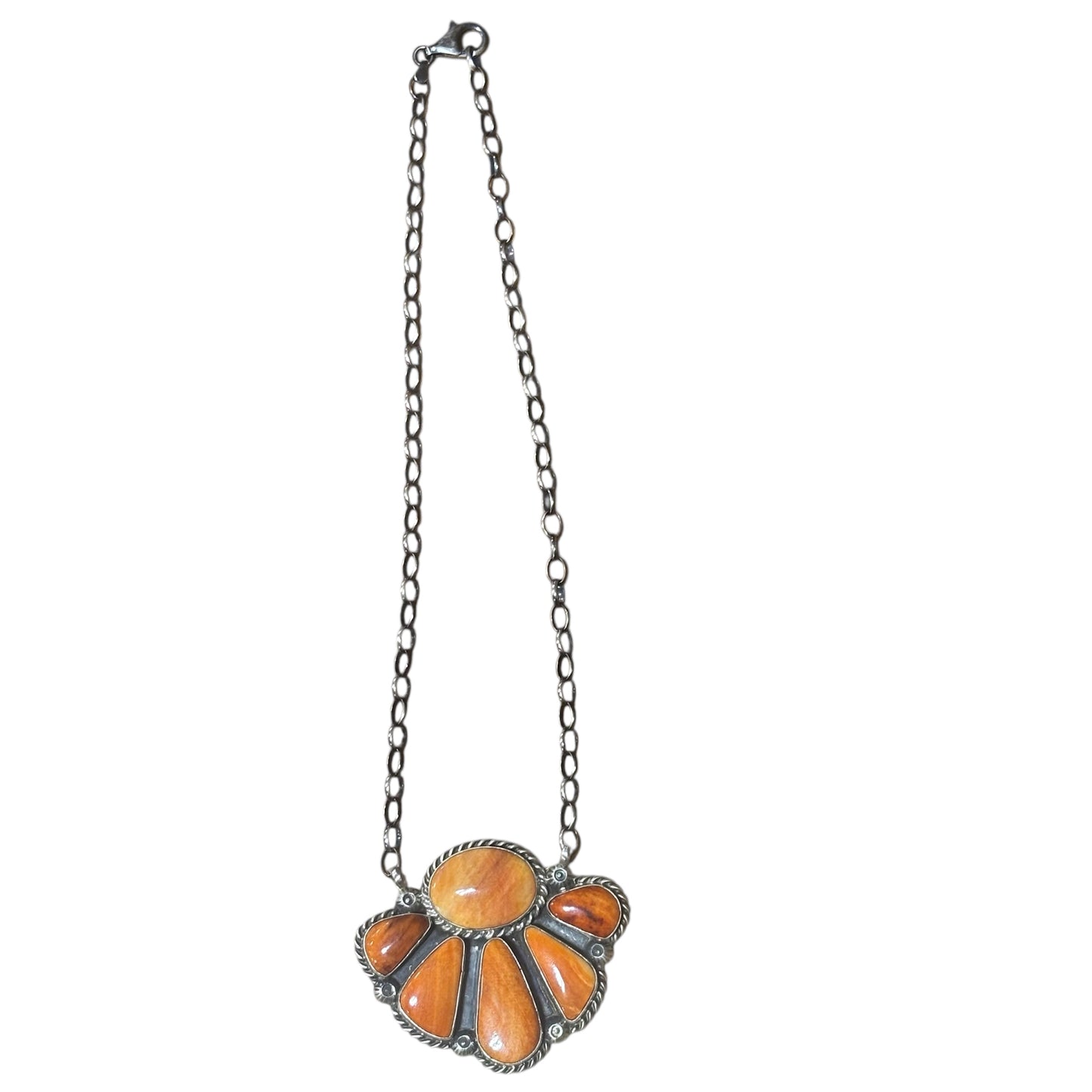 Orange Spiny Oyster Cluster Necklace